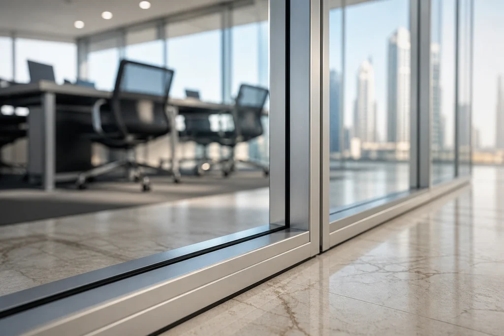 framed glass partition office Dubai